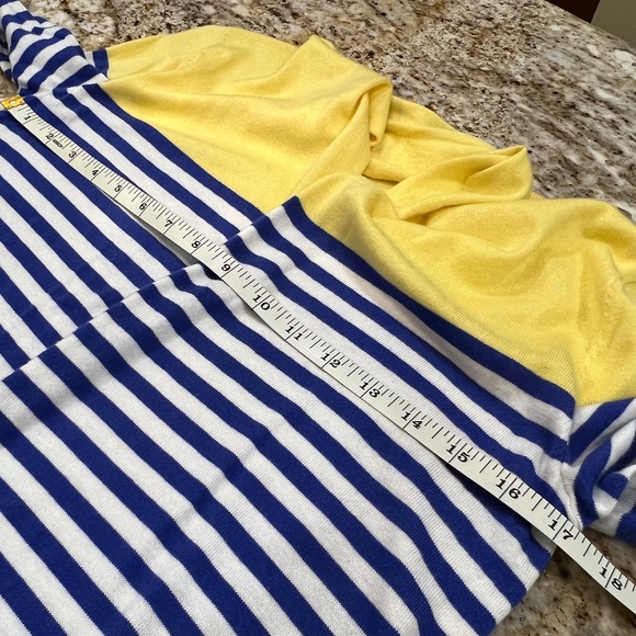 Talbots open lightweight cardigan - Size Petite Petite.  Yellow, Blue and White - Picture 11 of 13